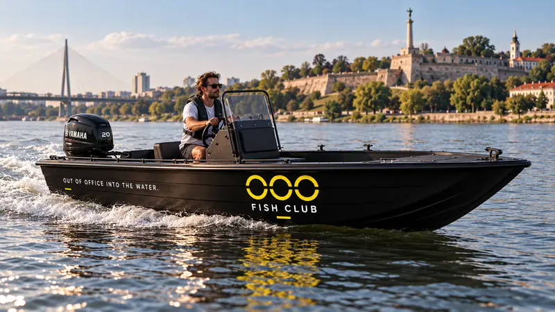 OOO motorboat on the river below Belgrade Fortress