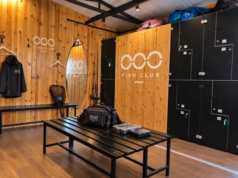 Prep area with member lockers